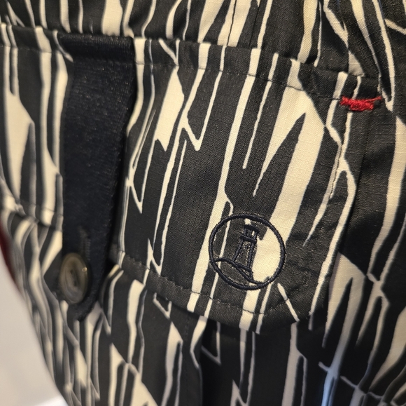 Lands' End Raincoat utility jacket Black, White with Red Accents - Picture 7 of 13